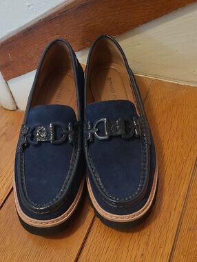 Donald J. Pliner Women's Navy Suede Bit-Accent Loafers